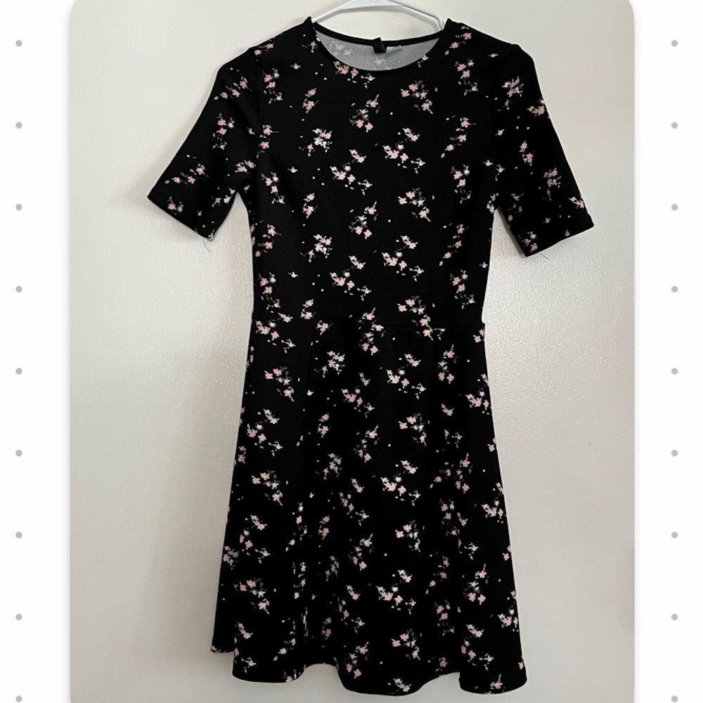 H&M black floral mini dress